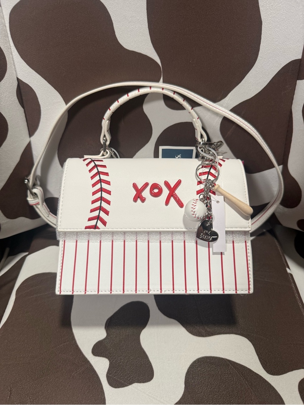 Betsey Johnson Baseball Crossbody
Purse with Charms